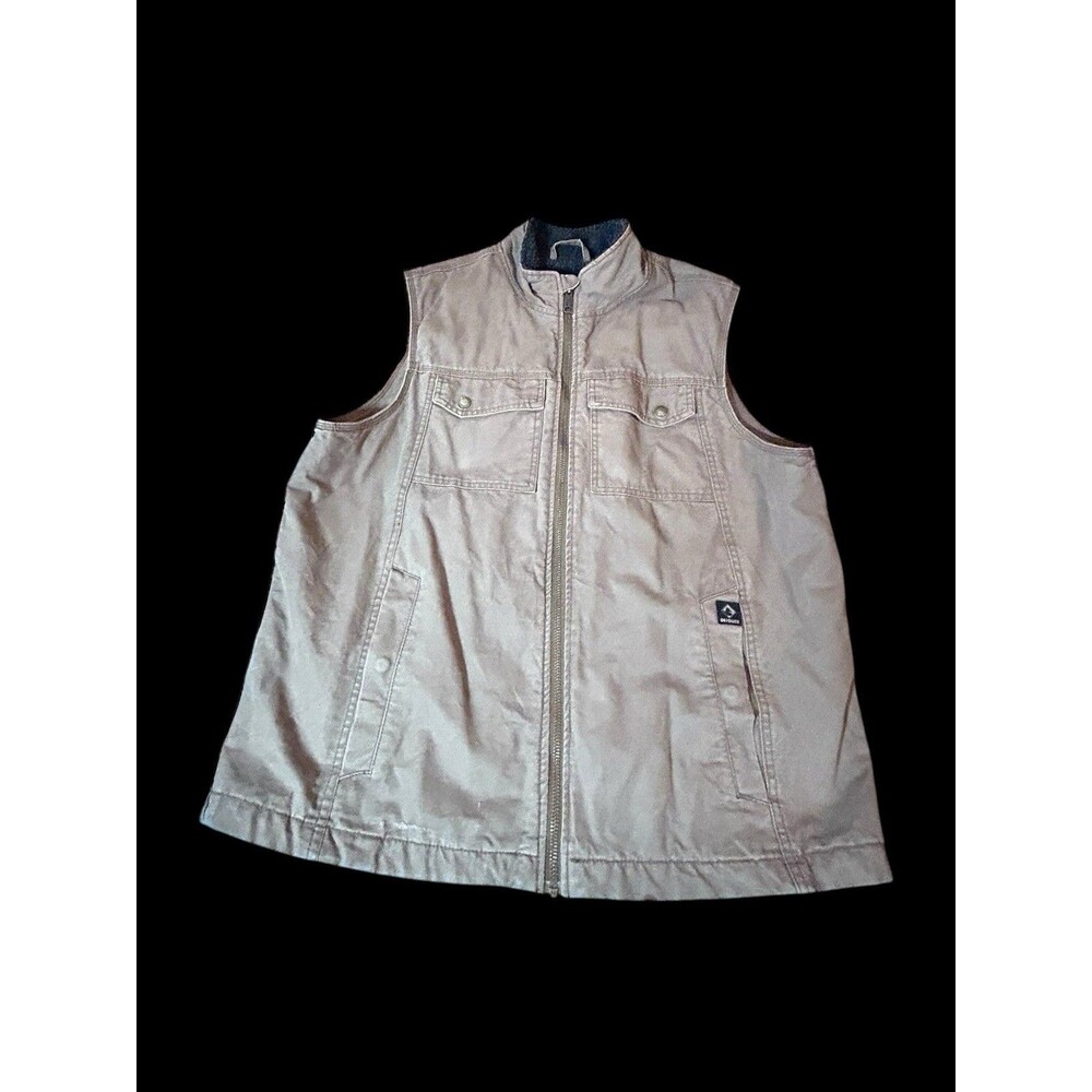 Dri Duck Men’s Work Vest Zip Up Heavyweight Brown Size Large Quilted Lining